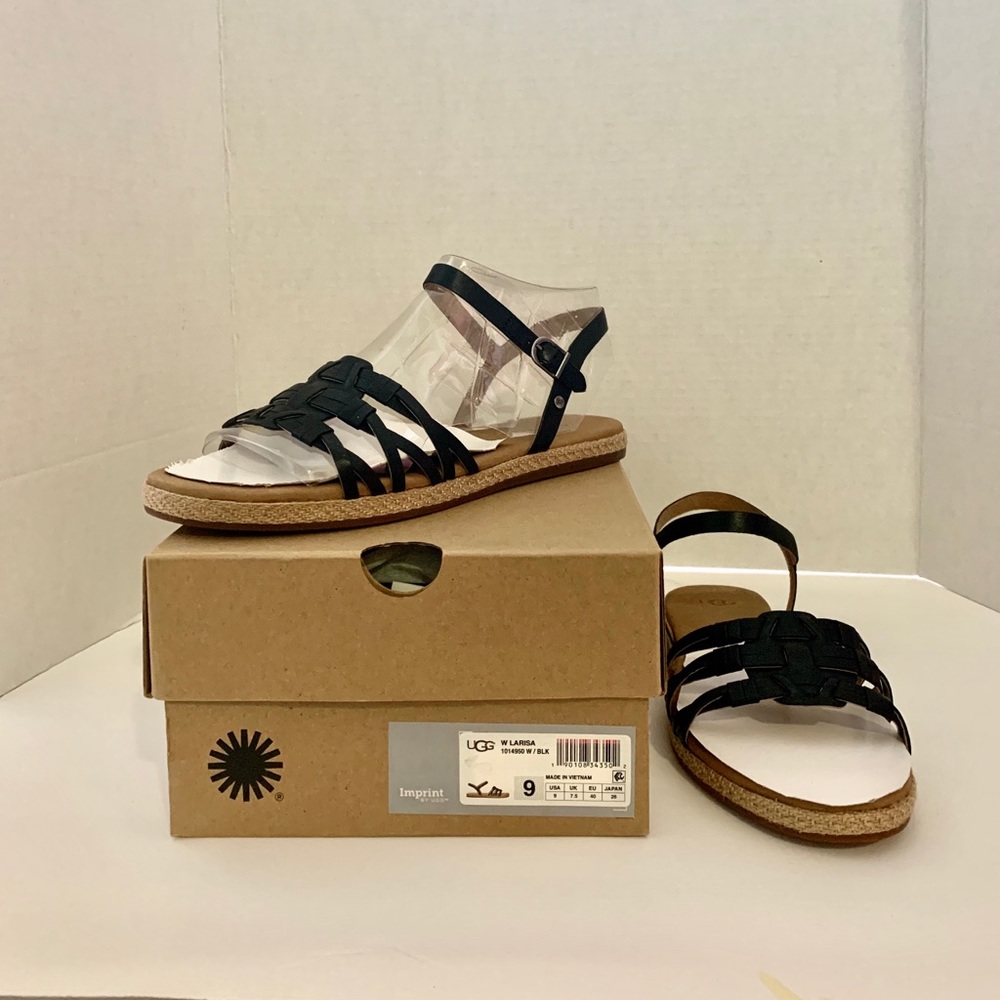 UGG Larissa Sandals Sz 9 Black New In Box
